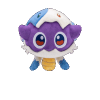 a stuffed animal with a purple and white shell on top