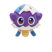 a stuffed animal with a purple and white shell on top