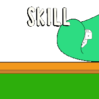 the word skill is on a green background with dice on it