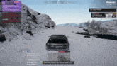 a computer screen shows a car driving down a snowy road and the word majestic at the top