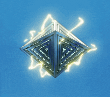 a blue triangle with lightning coming out of it
