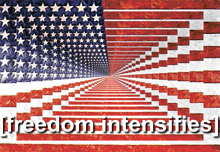 an optical illusion of an american flag with the words freedom intensifies