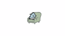 a cartoon drawing of a person sleeping on a chair