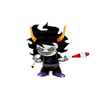 a pixel art of a troll holding a juggling stick .