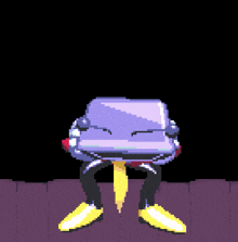 a pixel art of a man with a television head