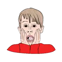 a drawing of a boy with his mouth open