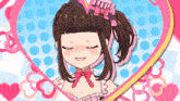 a girl with her eyes closed is in a heart frame