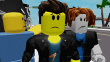 two roblox characters are standing next to each other with one wearing a shirt that says tnt