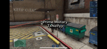 a screen shot of a video game with the words prime military txnzifyy