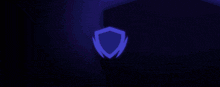 a green shield with lightning bolts on it is glowing in the dark .