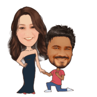 a cartoon of a man and a woman with a heart above them