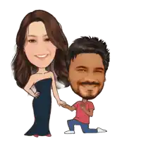 a cartoon of a man and a woman with a heart above them