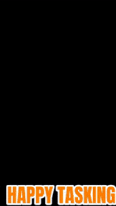 a black background with a bunch of white flowers and the words happy tasking