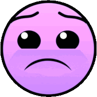 a pink smiley face with a sad look on its face