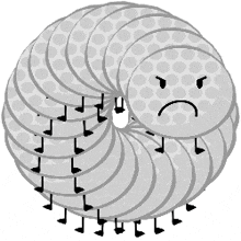 a golf ball with a sad face and arms and legs is angry .