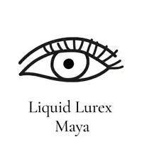 a logo for liquid lurex maya shows a gray eye