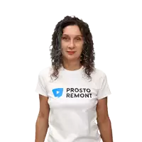 a woman wearing a white t-shirt that says prosto remont on it