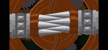 a computer generated image of a circular object with a triangle on it
