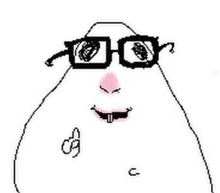 a pixel art drawing of a person wearing glasses and a tattoo .