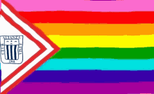 a drawing of a rainbow flag with the alianza club lima logo on it