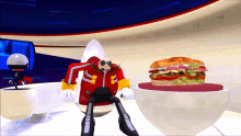 doctor eggman sandwich sonic stand up eat