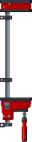 a red clamp is shown in a pixel art style .