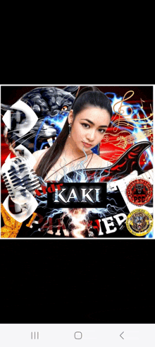 a poster of a woman holding a microphone with the name kaki ep on it