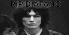 a black and white photo of a man and the words rip diafano