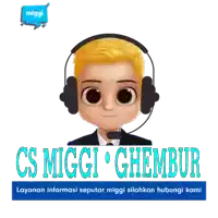 a picture of a man wearing headphones with the words cs miggi ghembur