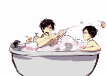 Erenx Levi Attack On Titan GIF - Erenx Levi Attack On Titan Bath Tub GIFs
