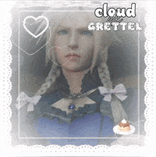 a picture of a girl with the words cloud of grettel written on it