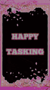 a happy tasking card with a heart and flowers