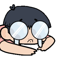 a cartoon drawing of a person wearing glasses