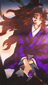 a painting of a man in a purple robe holding a sword ..