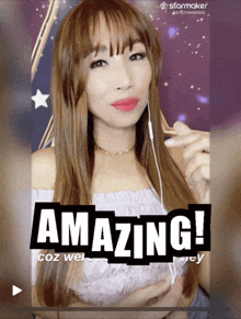 a video of a woman with the words amazing written on it