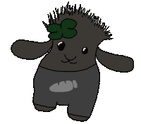 a cartoon of a sheep with a clover on its head