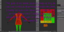 a computer screen shows a model of a person in a yellow shirt