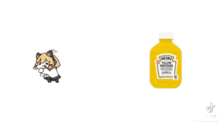 a bottle of heinz mustard is next to a drawing of three girls
