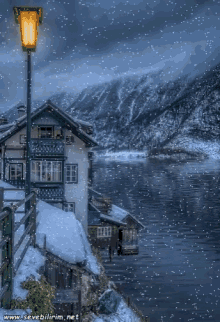Snowfall House GIF - Snowfall House Lamppost GIFs