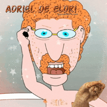 a cartoon of a man with glasses and a mustache with the name adriel de flori