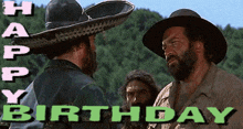 a happy birthday greeting card with three men