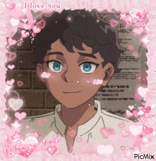 a picture of a boy with blue eyes and the words i love you