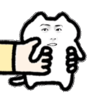 a black and white drawing of a person 's face is being held by a hand .