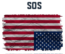 an american flag with the word sos written above it