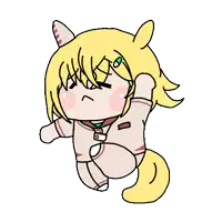 a cartoon drawing of a girl with yellow hair and a cat tail