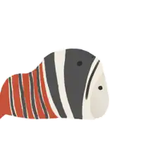 a cartoon drawing of a striped fish with a black eye