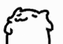 a black and white drawing of a cat 's head on a stick .