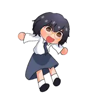a cartoon of a girl wearing glasses and a skirt