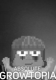a poster for absolute growtopia shows a pixelated character