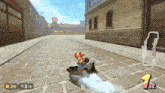 a video game screen shows a car driving down a street with a score of 20